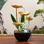 Dekorativt vandspil til bord med LED og lotus-look