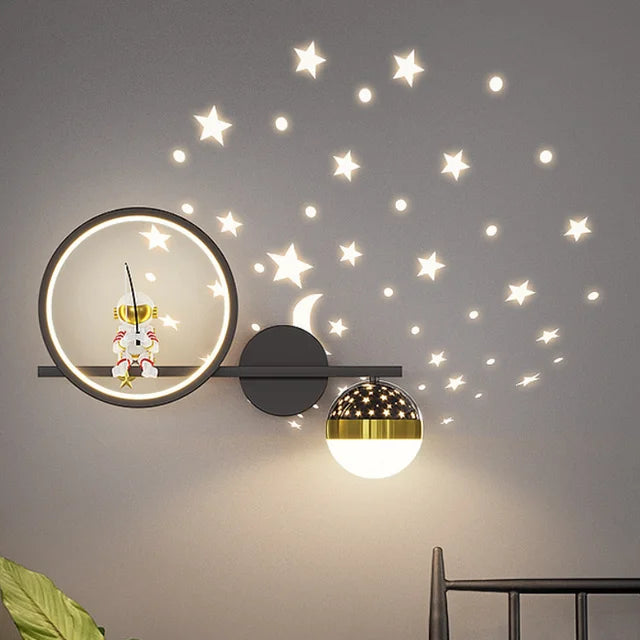 SternLumi Kinder LED Wandleuchte Sternenprojektion Warm