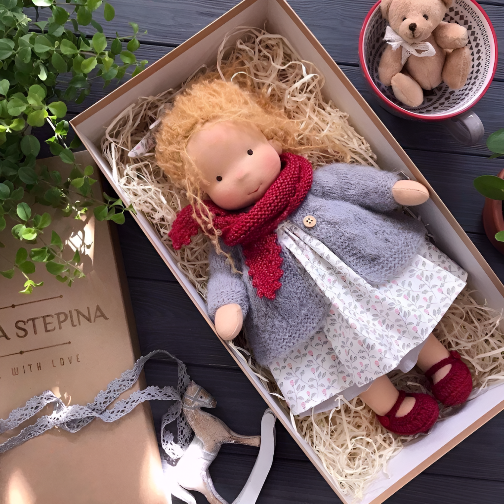 Sanfte Naturspiel Puppe Kinder Naturfaser 35 cm