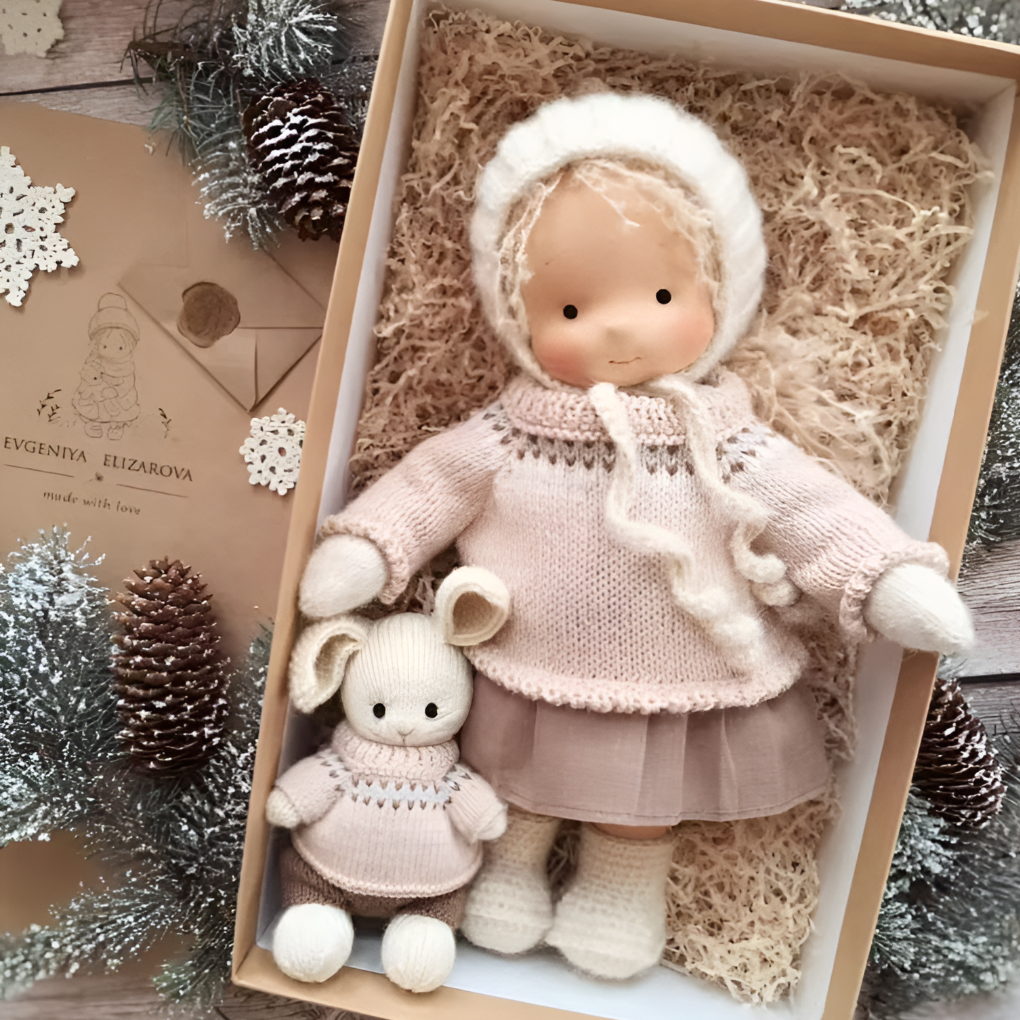 Sanfte Naturspiel Puppe Kinder Naturfaser 35 cm