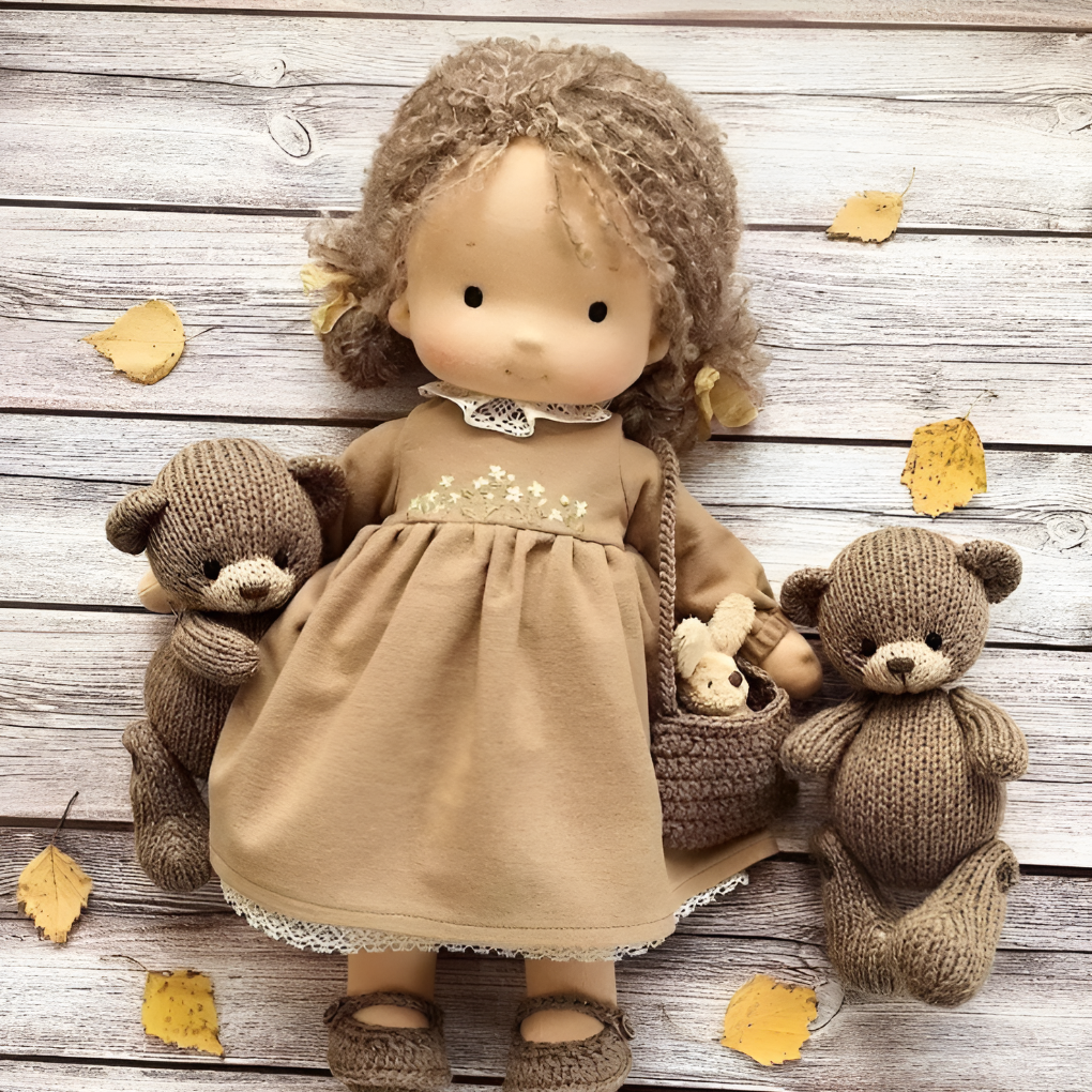 Sanfte Naturspiel Puppe Kinder Naturfaser 35 cm