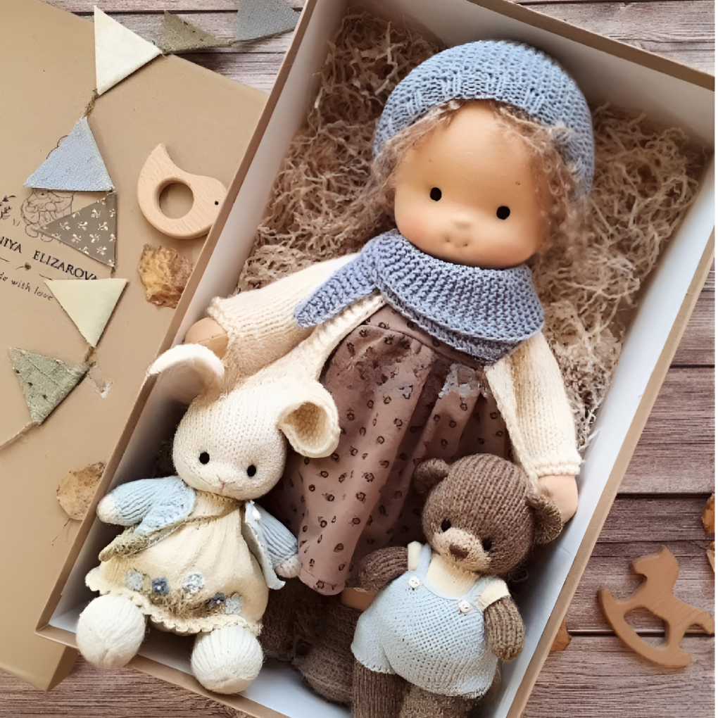 Sanfte Naturspiel Puppe Kinder Naturfaser 35 cm