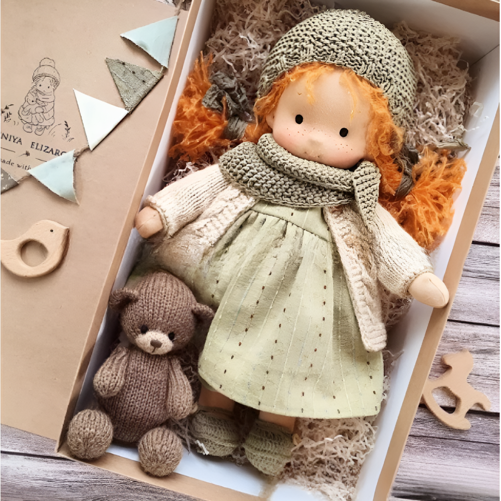 Sanfte Naturspiel Puppe Kinder Naturfaser 35 cm