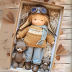 Sanfte Naturspiel Puppe Kinder Naturfaser 35 cm