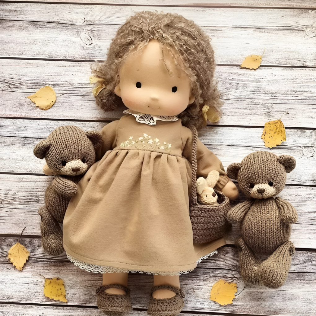 Sanfte Naturspiel Puppe Kinder Naturfaser 35 cm