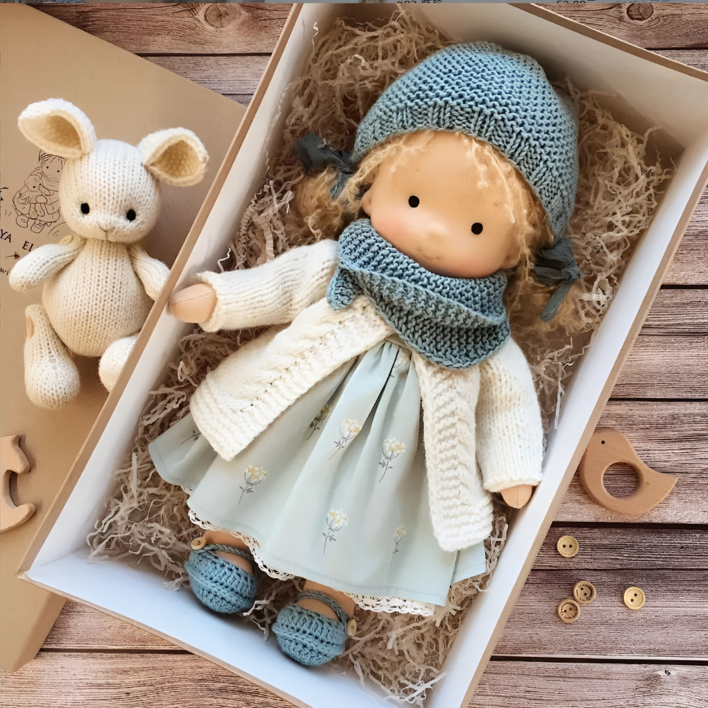 Sanfte Naturspiel Puppe Kinder Naturfaser 35 cm