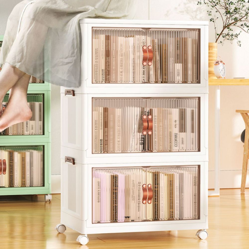 FlexiStack Aufbewahrungsregal Stapelbare Boxen mit Transparenten Türen