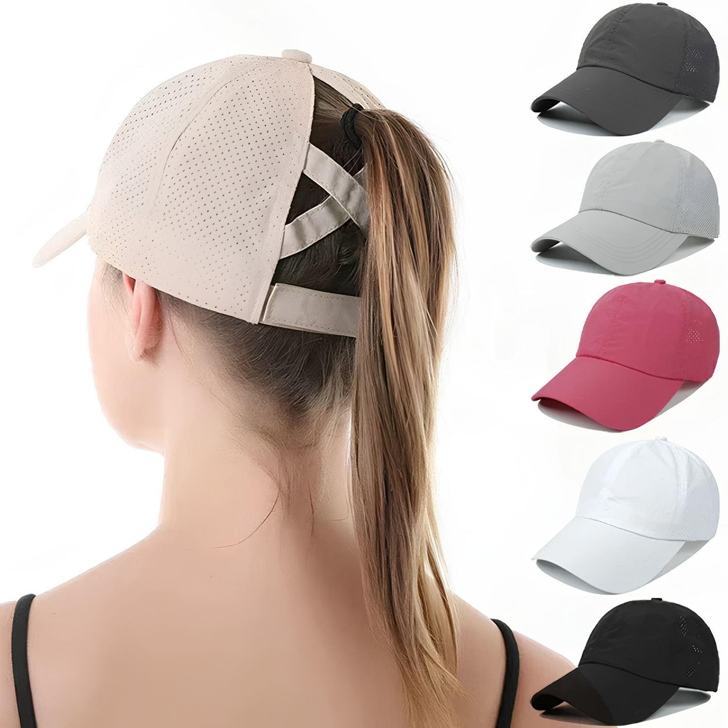 AirFlowCap Sportkappe aus Mesh mit Pferdeschwanzöffnung