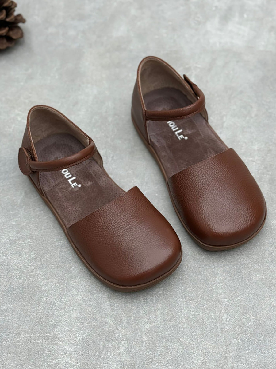 Eleganta FrühlingsSchritt Damen Ledersandalen im klassischen Ballerina-Stil