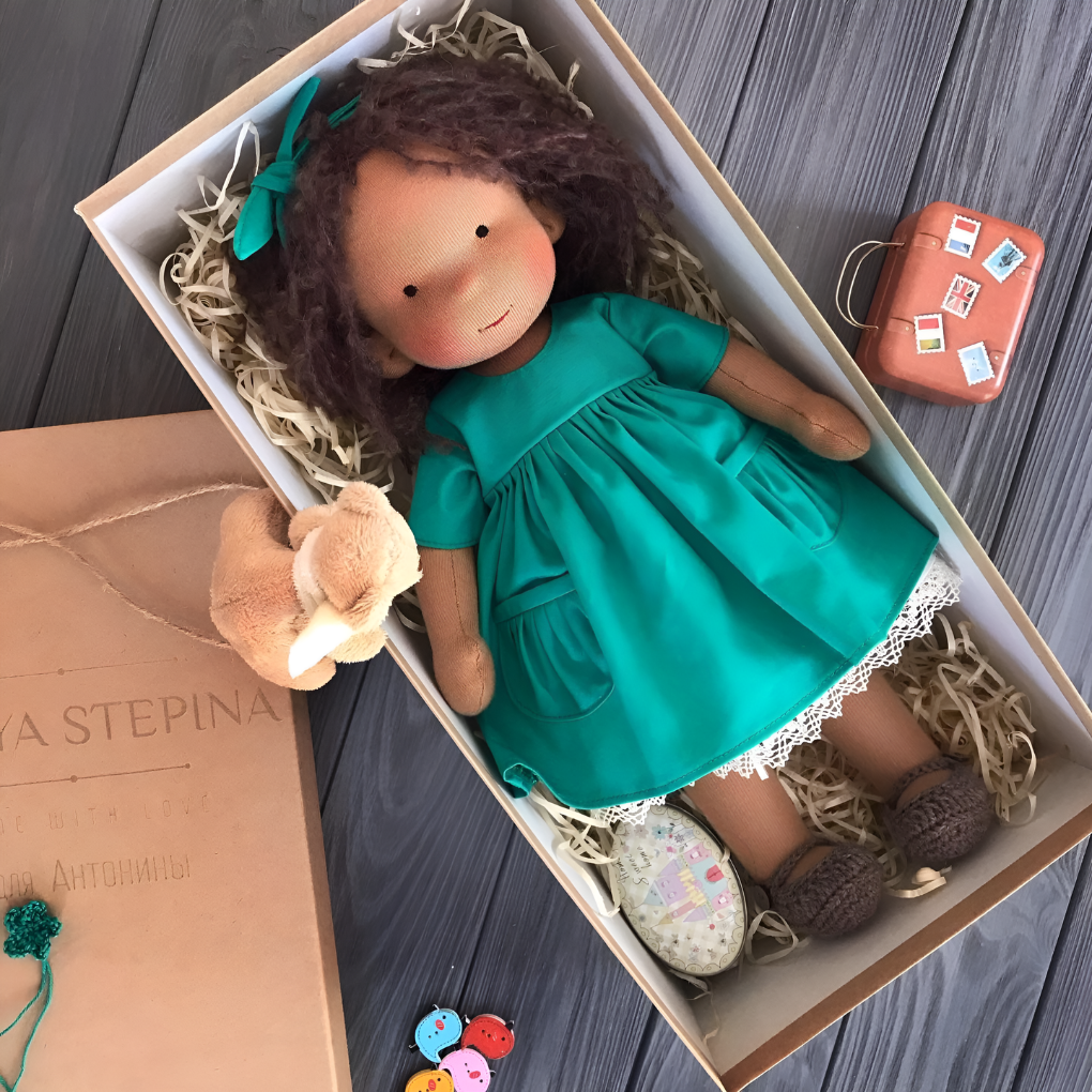 Sanfte Naturspiel Puppe Kinder Naturfaser 35 cm