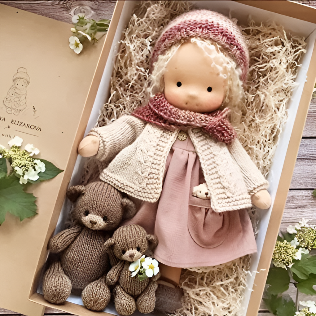 Sanfte Naturspiel Puppe Kinder Naturfaser 35 cm