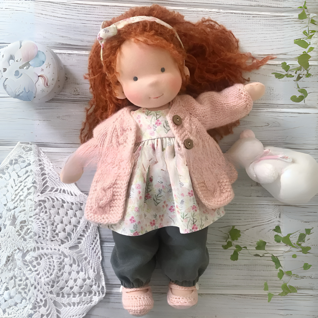 Sanfte Naturspiel Puppe Kinder Naturfaser 35 cm