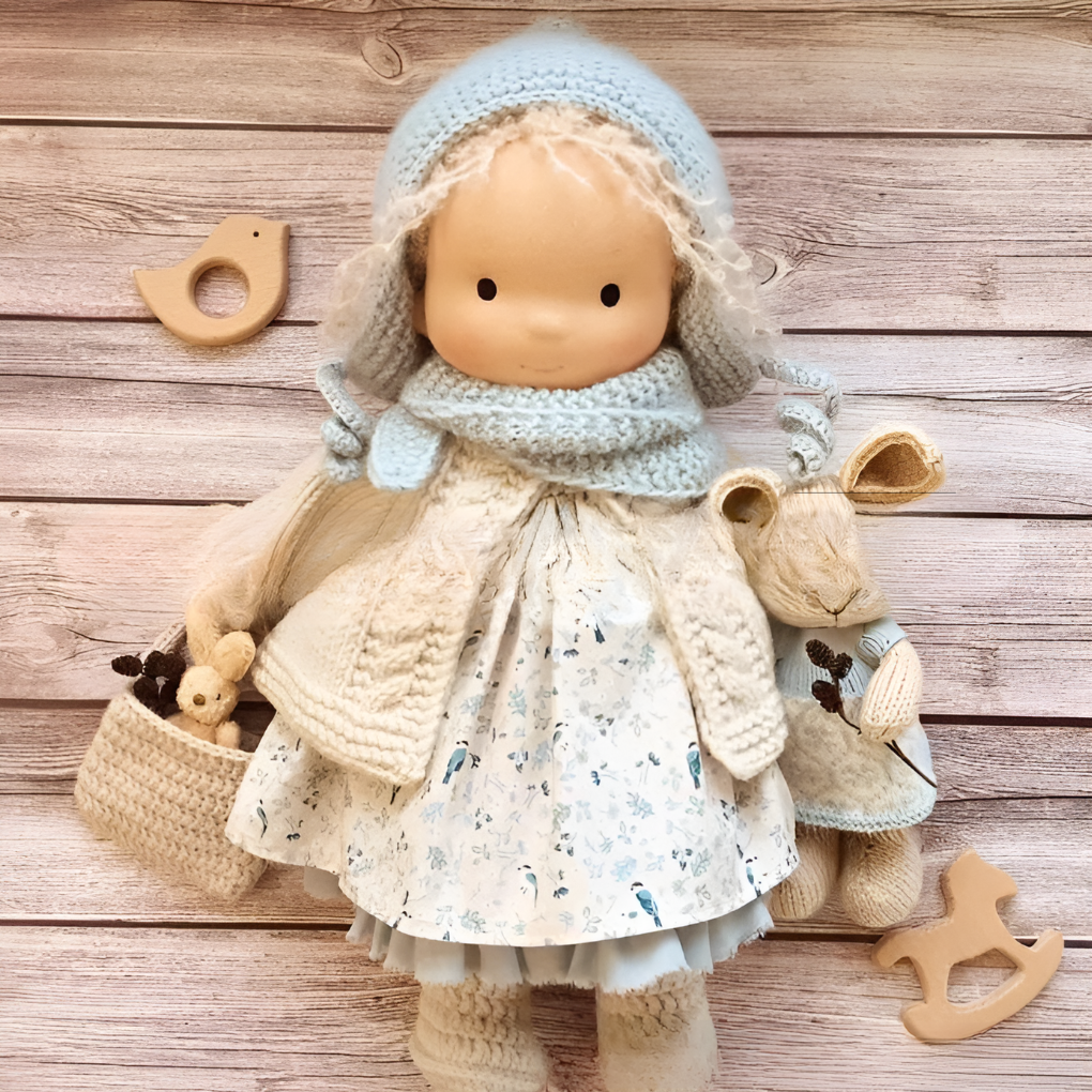 Sanfte Naturspiel Puppe Kinder Naturfaser 35 cm