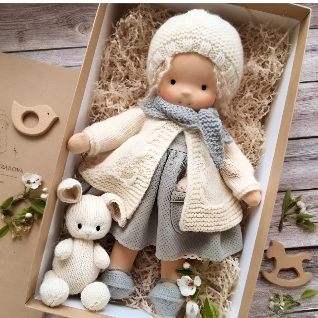 Sanfte Naturspiel Puppe Kinder Naturfaser 35 cm