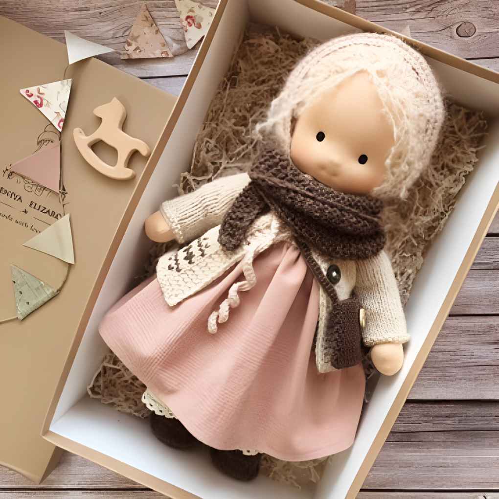 Sanfte Naturspiel Puppe Kinder Naturfaser 35 cm