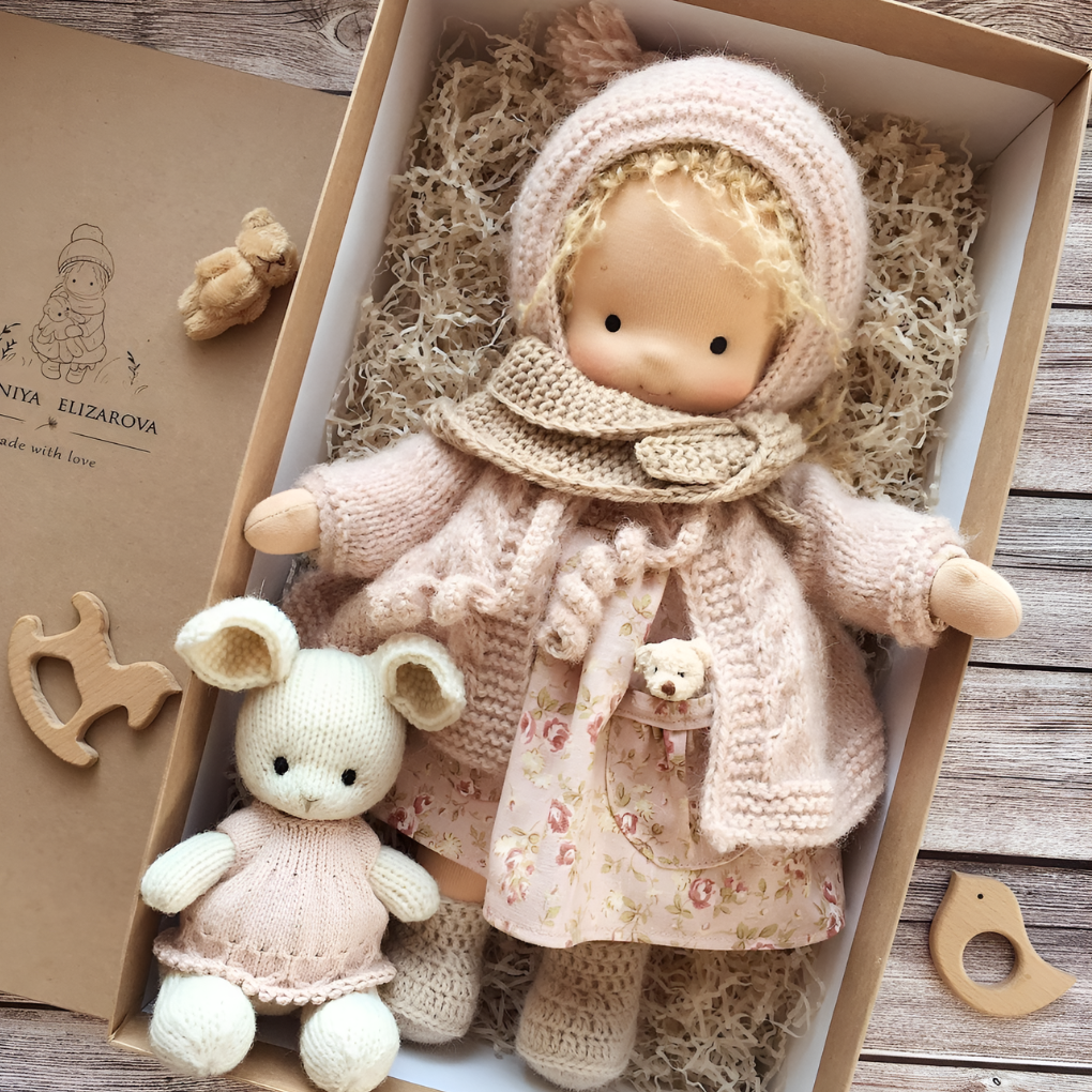 Sanfte Naturspiel Puppe Kinder Naturfaser 35 cm