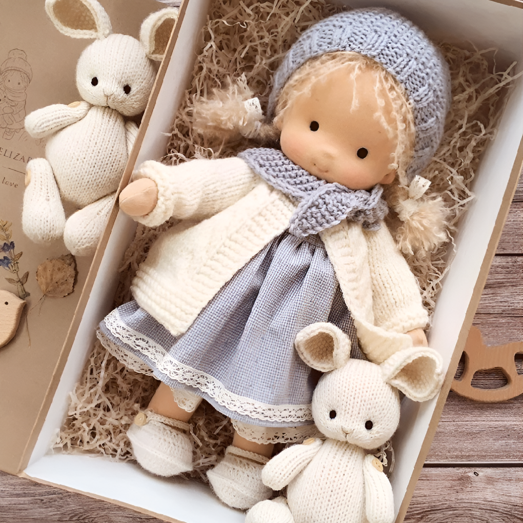 Sanfte Naturspiel Puppe Kinder Naturfaser 35 cm