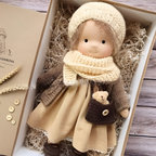 Sanfte Naturspiel Puppe Kinder Naturfaser 35 cm