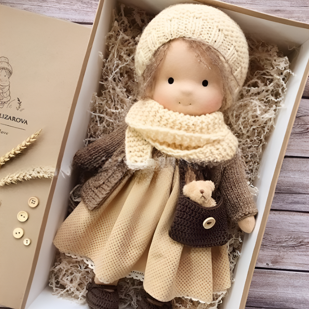 Sanfte Naturspiel Puppe Kinder Naturfaser 35 cm