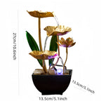 Dekorativt vandspil til bord med LED og lotus-look