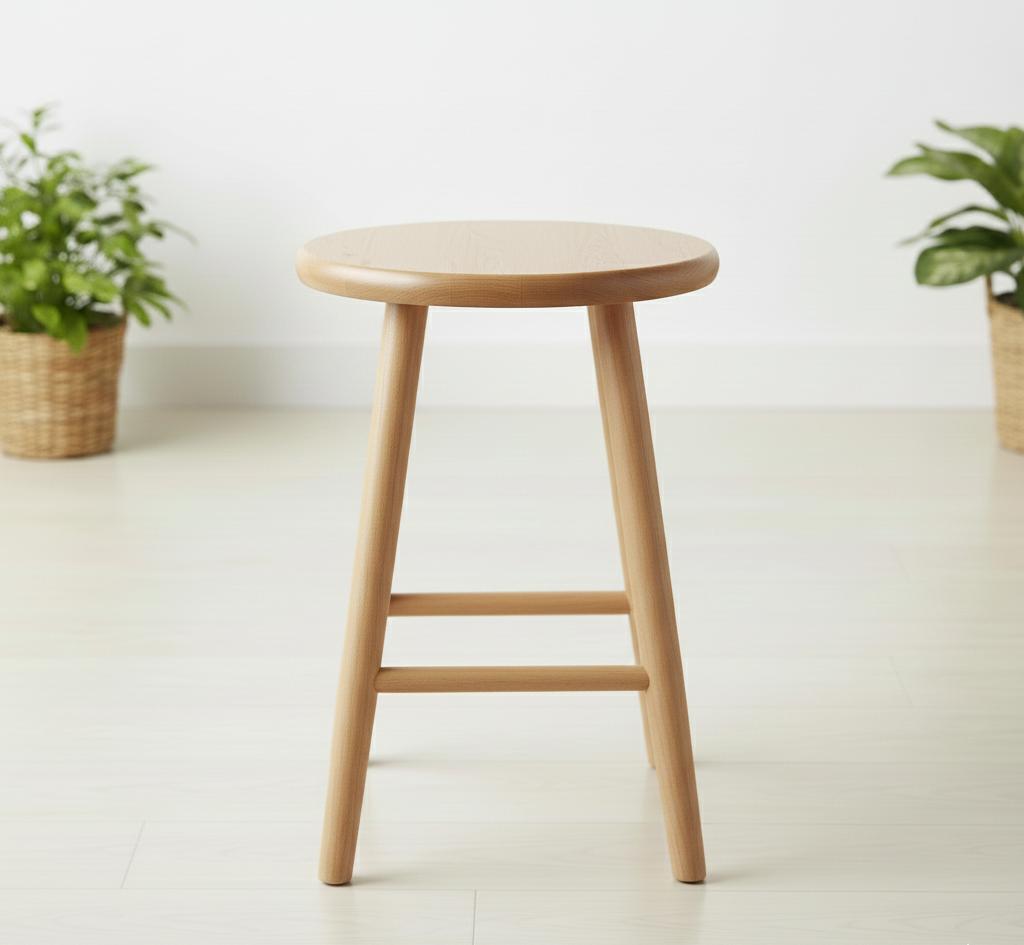 Hocker mit Runder Sitzplatte und Drei Rundbeinen