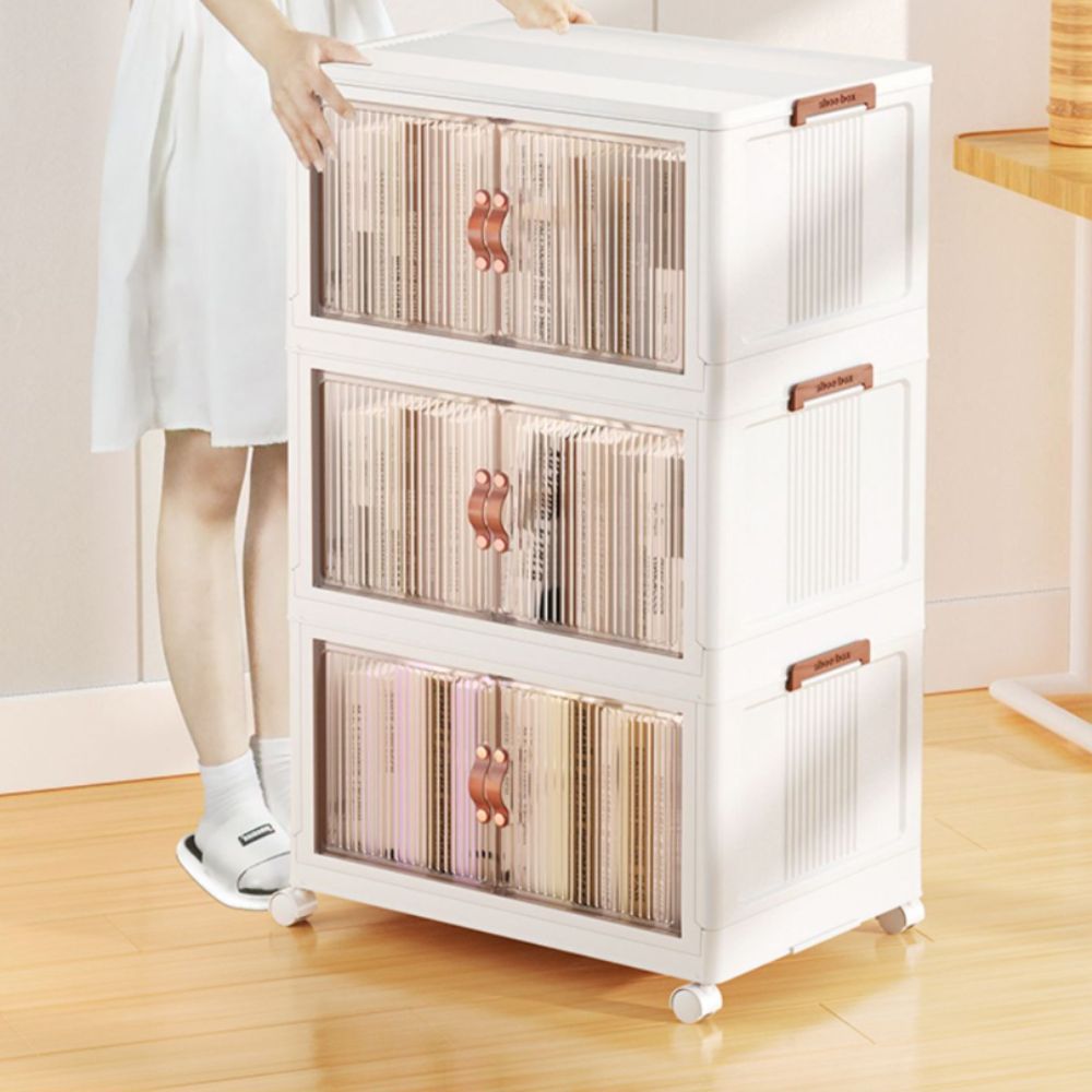 FlexiStack Aufbewahrungsregal Stapelbare Boxen mit Transparenten Türen