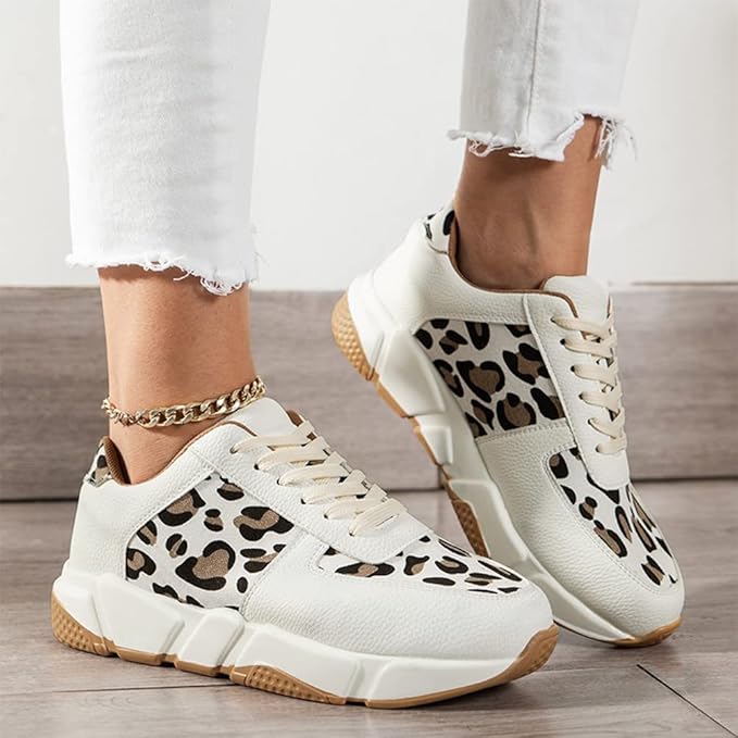 Modevia WildSchritt Damen Freizeitsneaker mit Tiermuster und Schnürung
