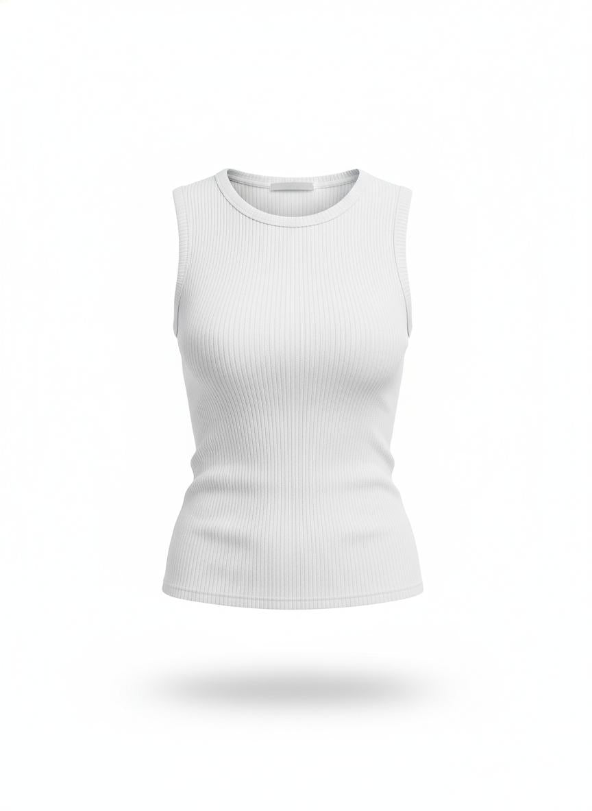 Women's White Ribbed Top