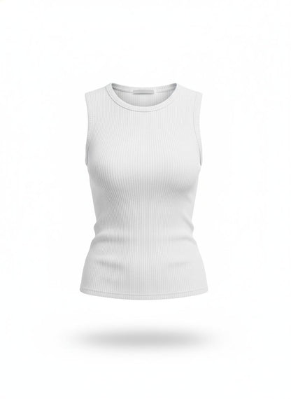 Women's White Ribbed Top