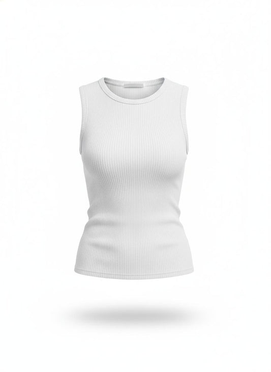 Women's White Ribbed Top