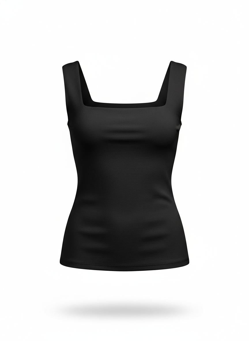 Women's Black Square Neck Top