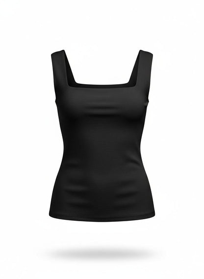 Women's Black Square Neck Top