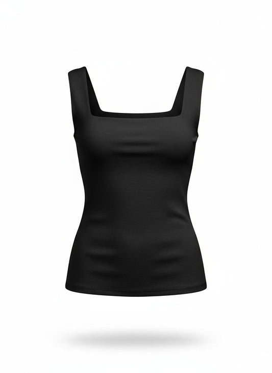 Women's Black Square Neck Top