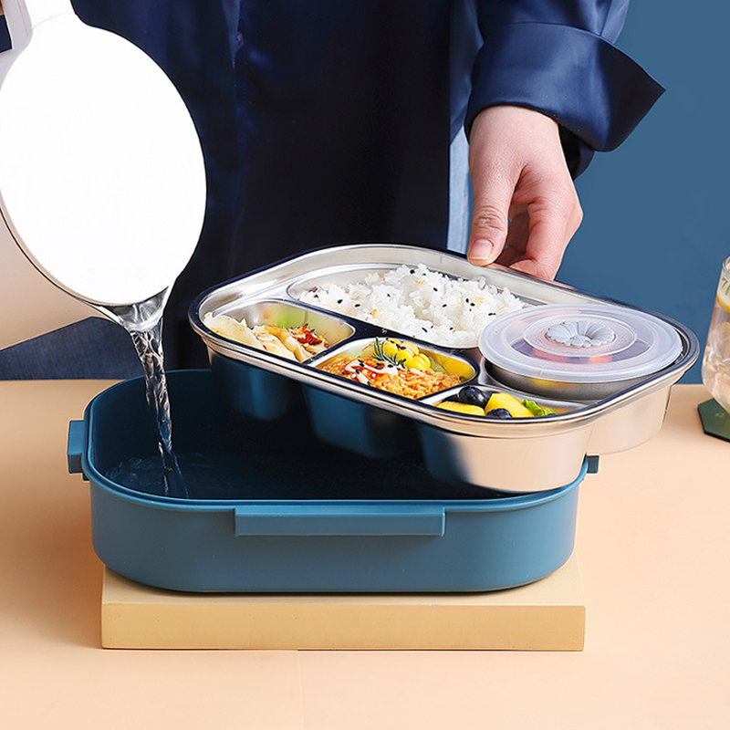 WarmPort bento lunchbox ze stali nierdzewnej z przegródkami i miską na zupę