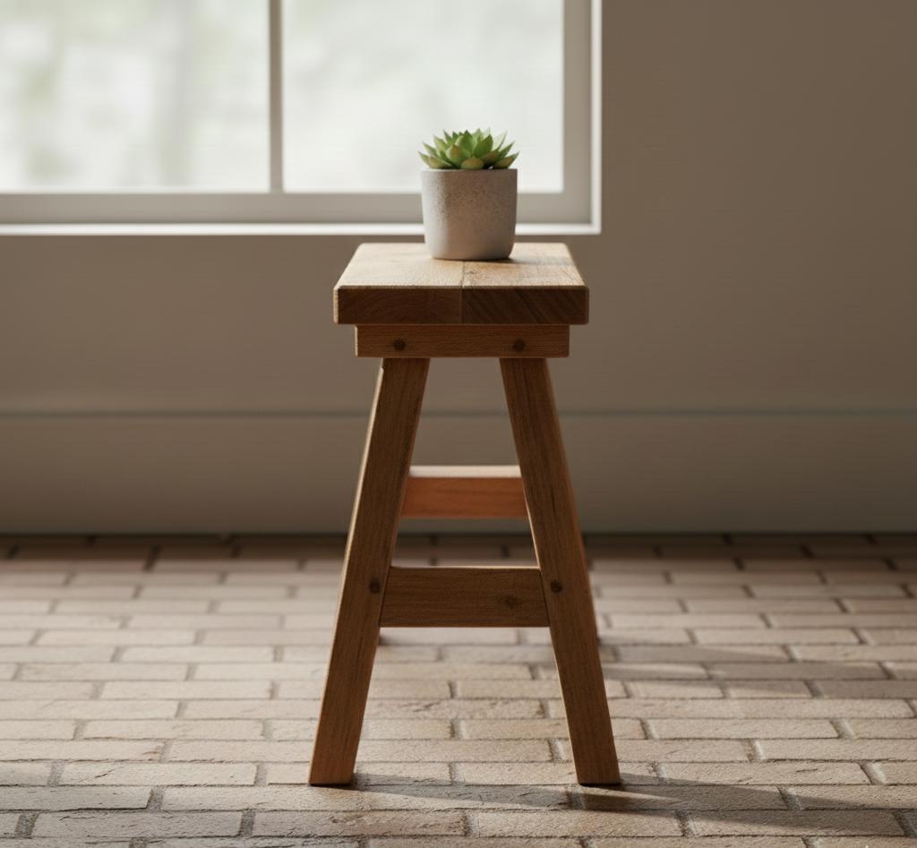 Hocker mit Rechteckiger Sitzplatte und Gekreuztem Untergestell