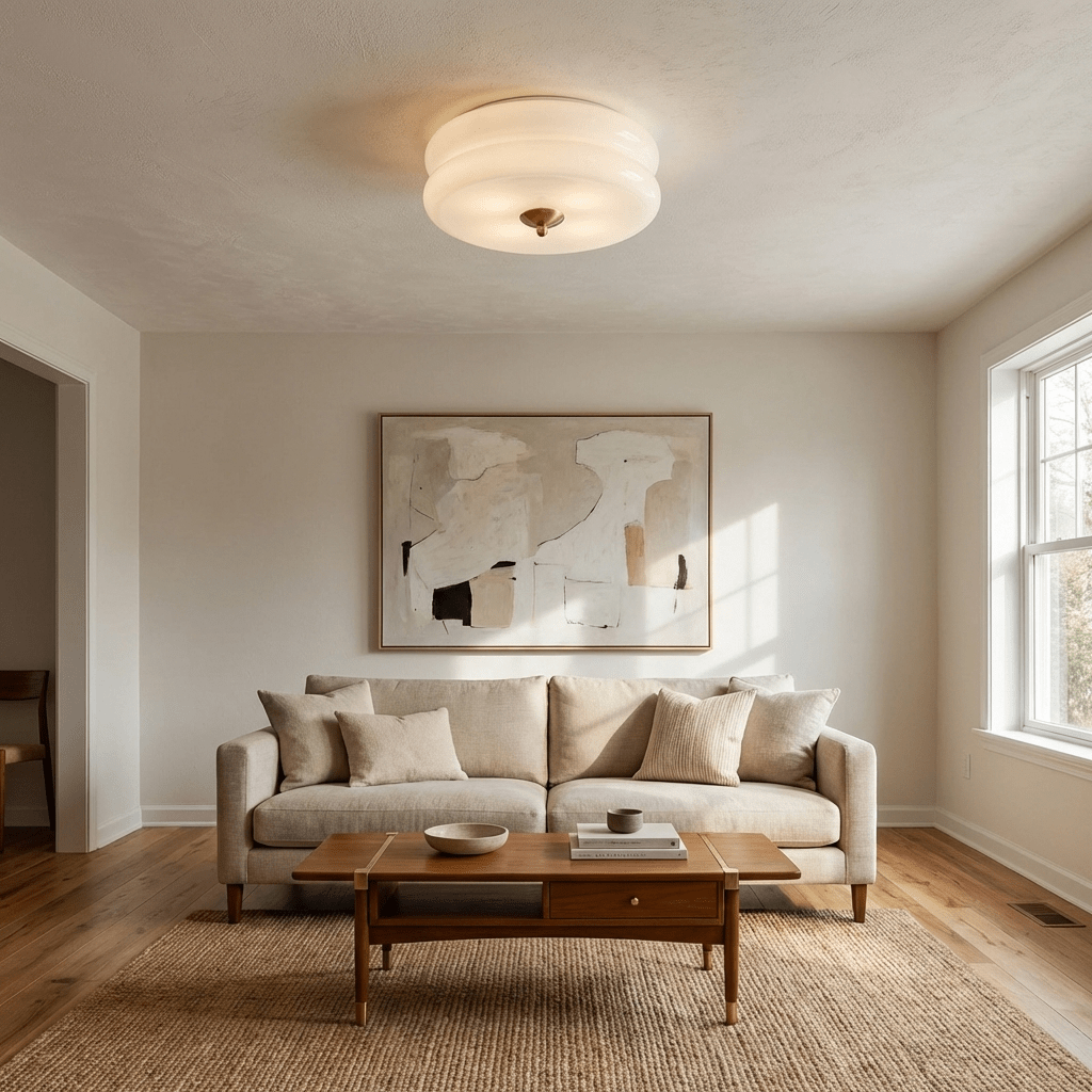 Art Deco LED loftslampe med rippet glas