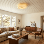 Art Deco LED loftslampe med rippet glas