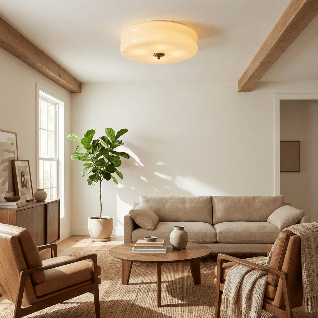Art Deco LED loftslampe med rippet glas