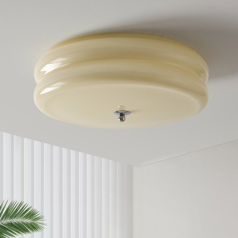 Art Deco LED loftslampe med rippet glas