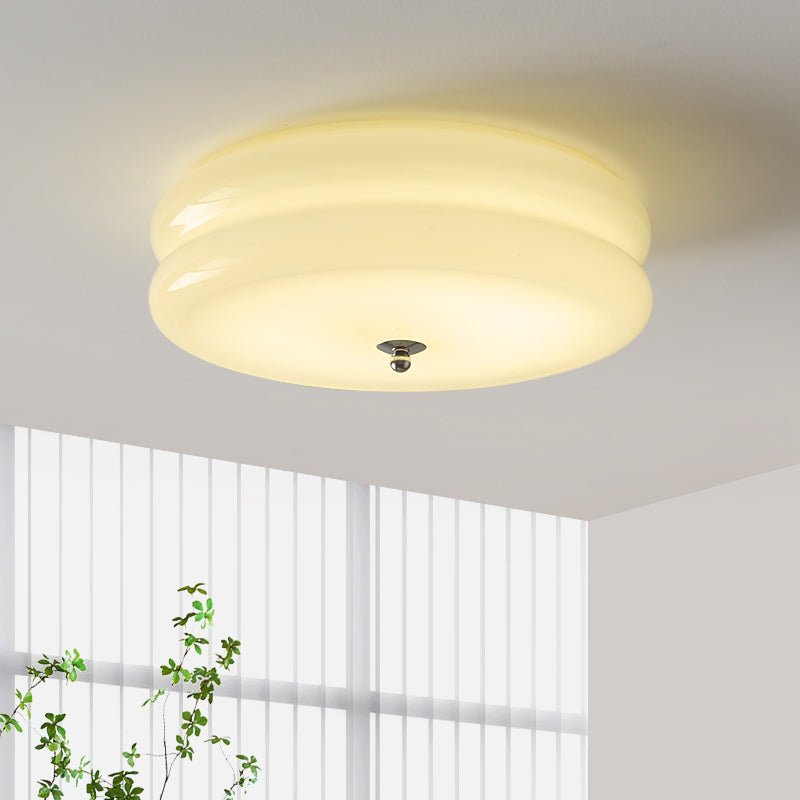 Art Deco LED loftslampe med rippet glas