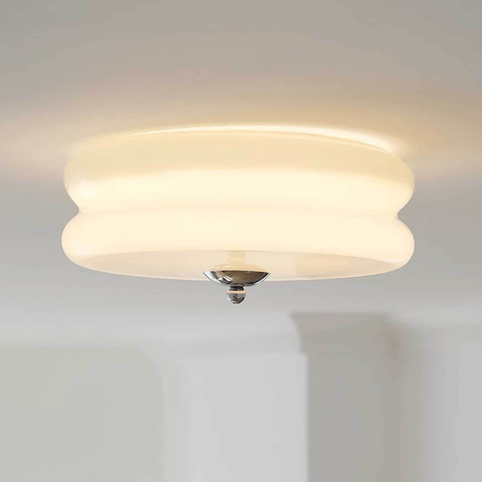 Art Deco LED loftslampe med rippet glas