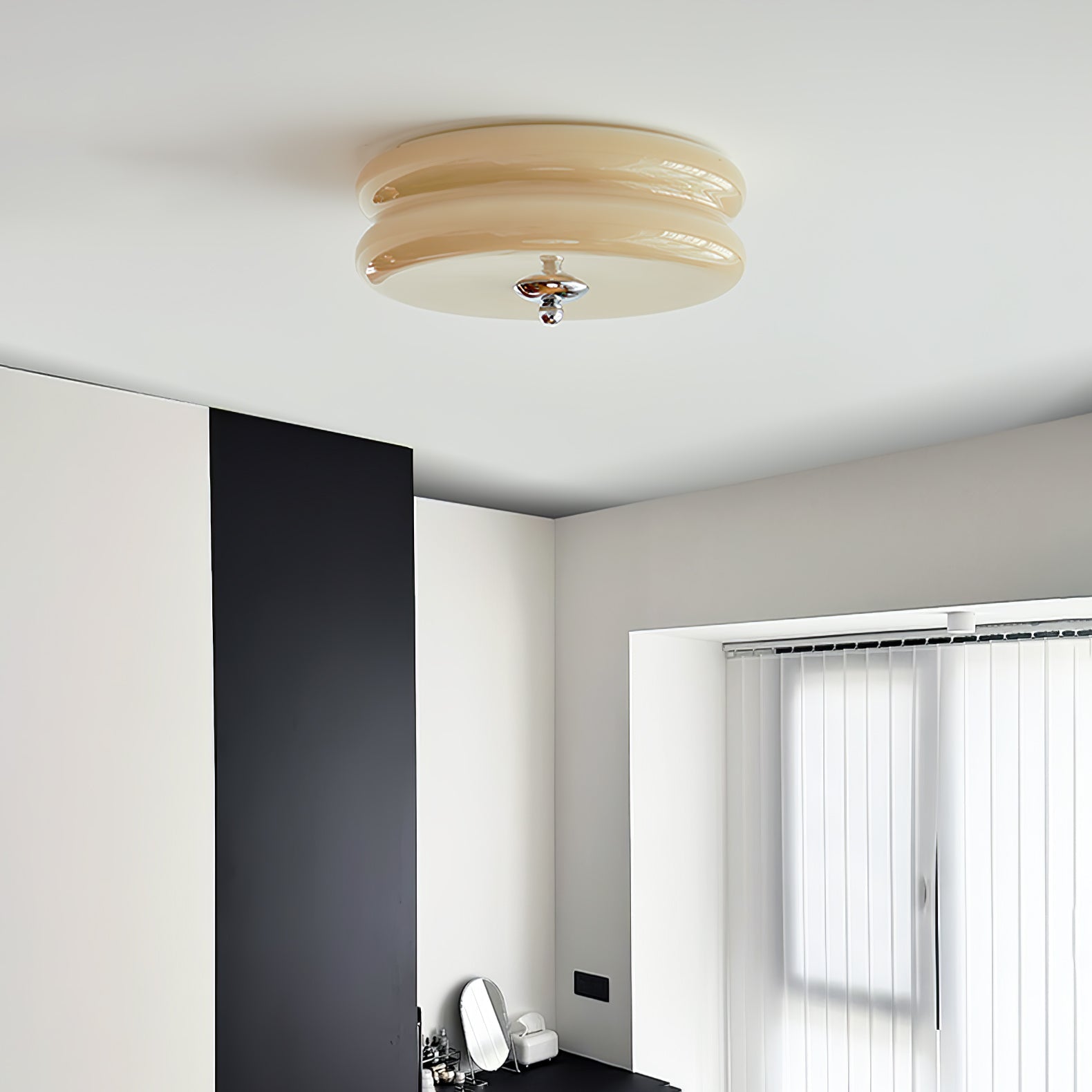 Art Deco LED loftslampe med rippet glas