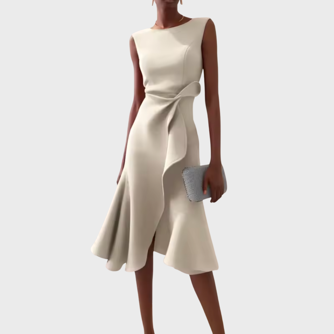 Dame Veloura asymmetrisk midikjole med draperet design