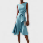 Dame Veloura asymmetrisk midikjole med draperet design
