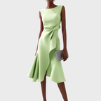 Dame Veloura asymmetrisk midikjole med draperet design