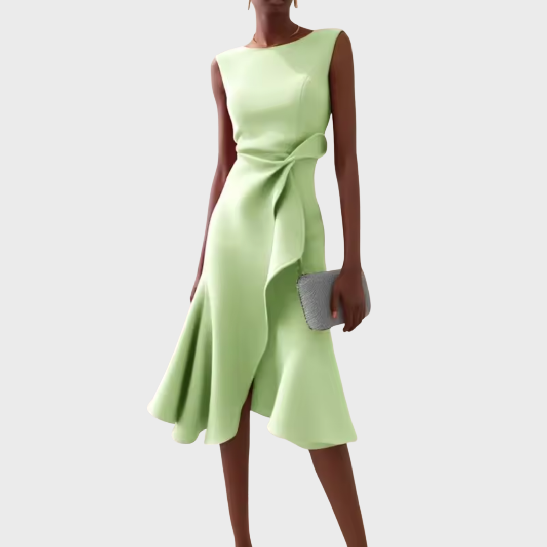 Dame Veloura asymmetrisk midikjole med draperet design