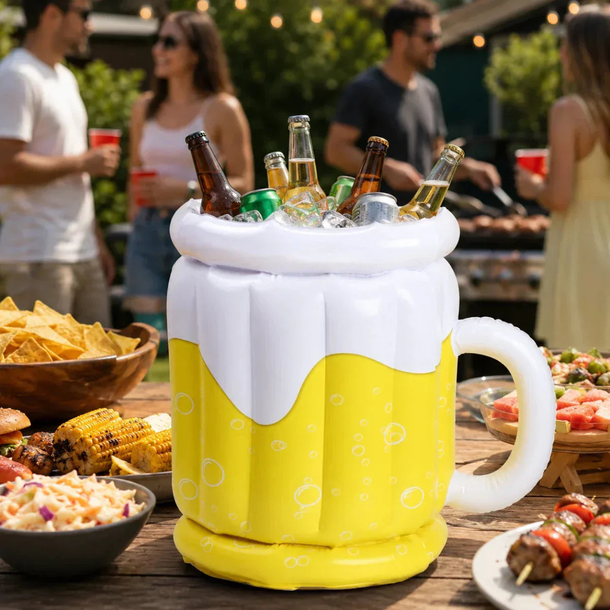 FrostMug Aufblasbarer Getränkekühler Bierkrug für Partys und Garten