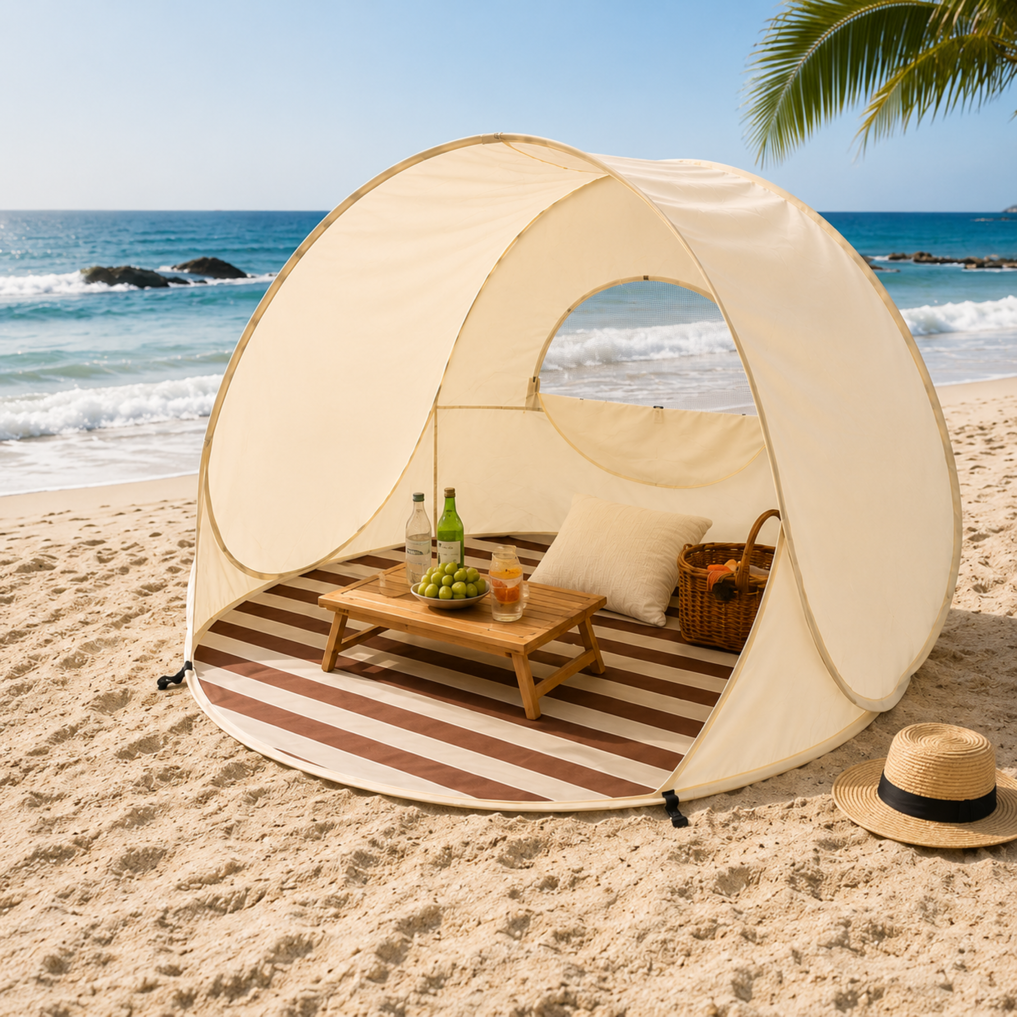 Sonnennest PopUp-Strandmuschel für 3–4 Personen mit Sofortaufbau