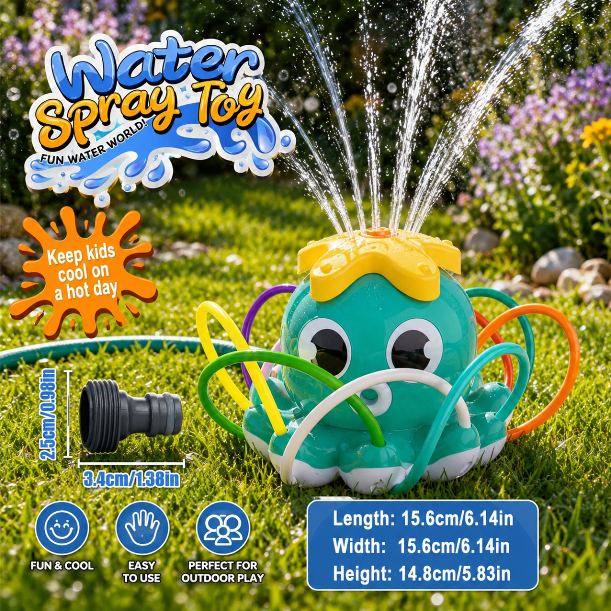 Hydrilo Oktopus Wassersprinkler für Garten und Sommer Wasserspaß