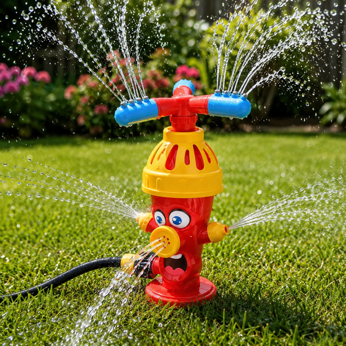 Hydrofun Wassersprinkler in Hydrantenform für Garten und Sommerspiele